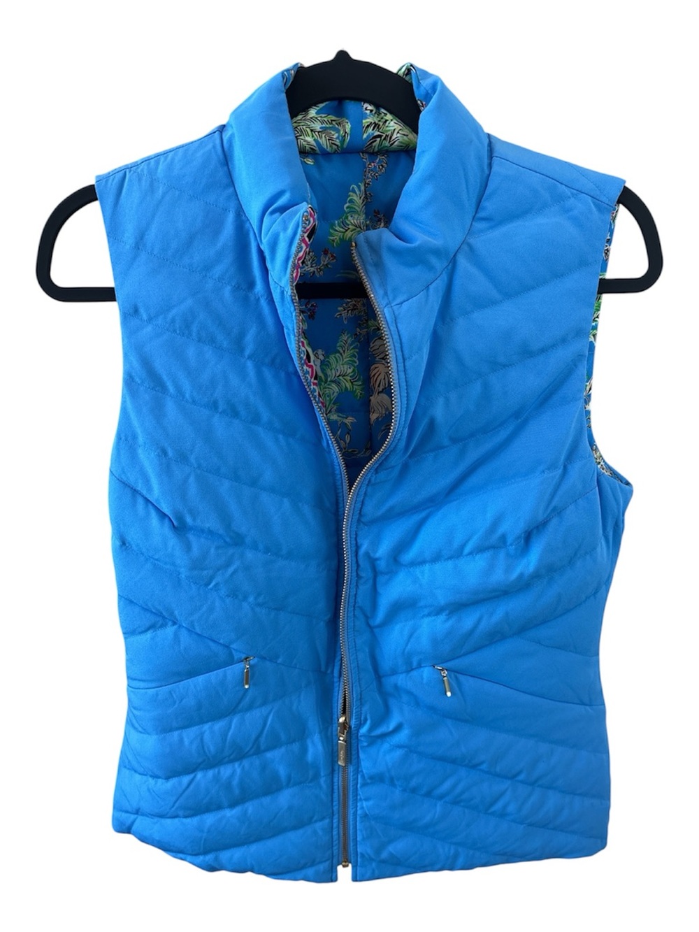 Lilly Pulitzer Bright Reversible Blue Quilted Women's Vest